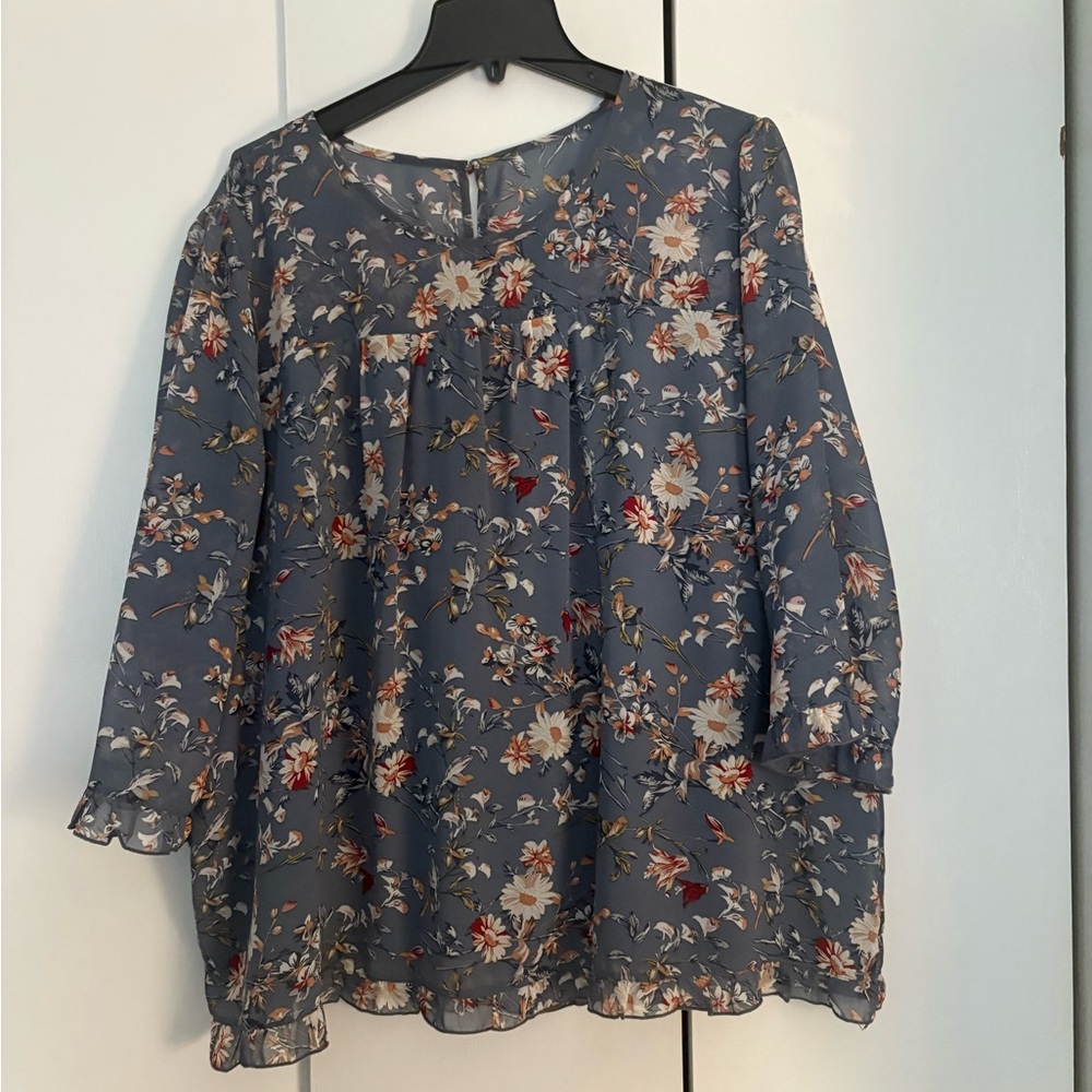 Floral Blue Women's Top